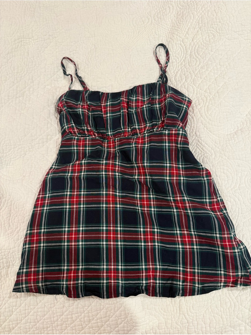 Hollister navy blue plaid babydoll tank XS